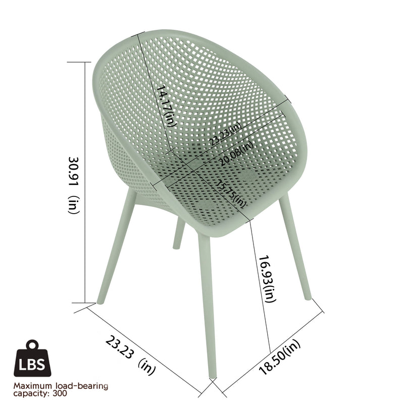 2 Piece Durable Single Chair With Mesh Hollow Out Design