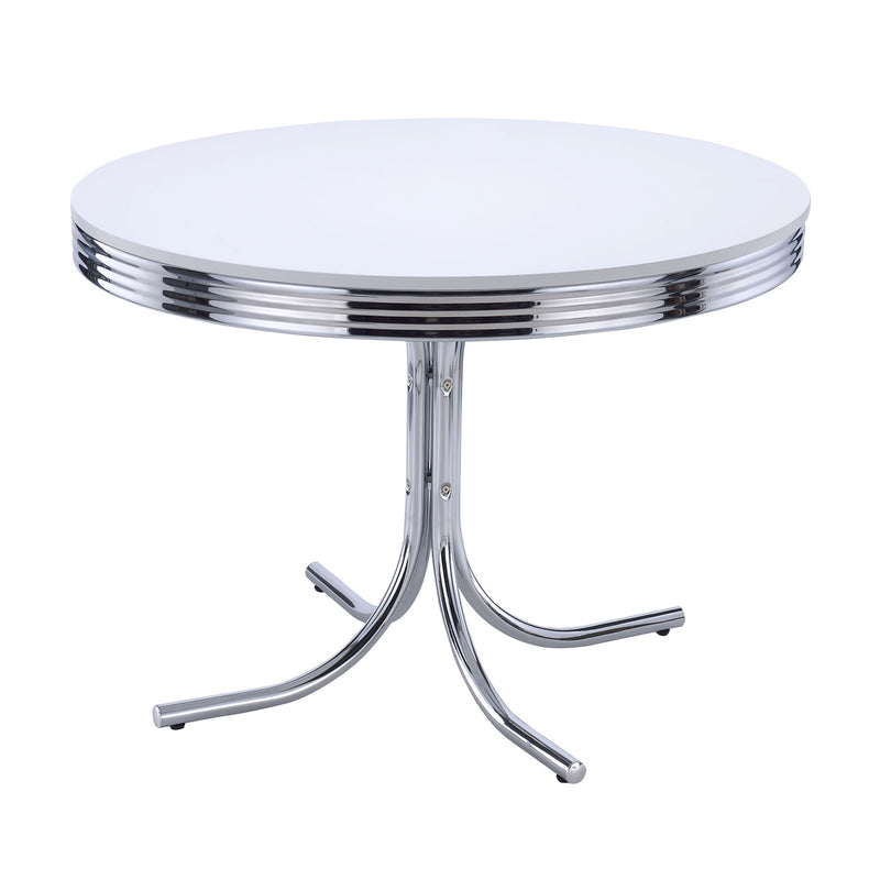 Marla - 5 Piece Dining Set With Round Table And Upholstered Chairs - White