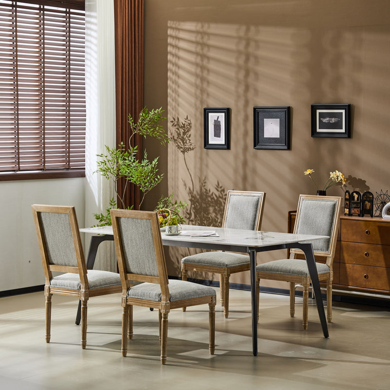 French Country Style Dining Chair With Upholstered Seating And Fluted Legs