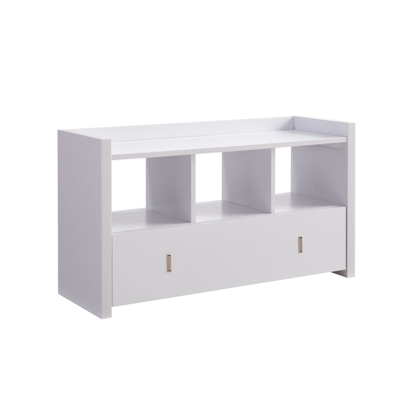 Shoe Entry Bench With Three Shelves, One Drawer With Divided Compartment