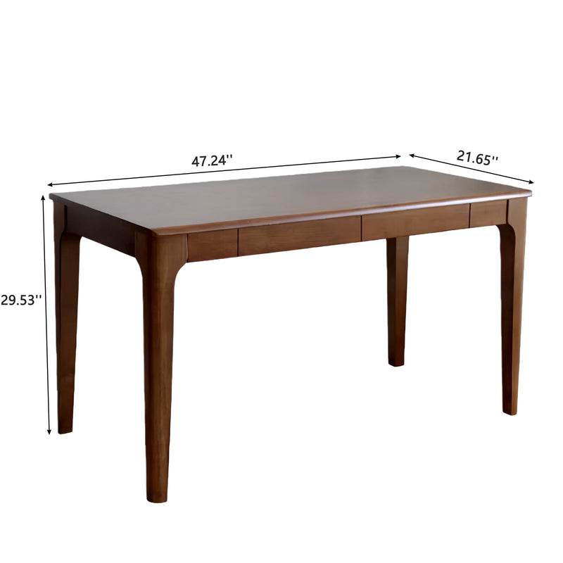 Desk With Drawers, Smooth Edge Design - Walnut