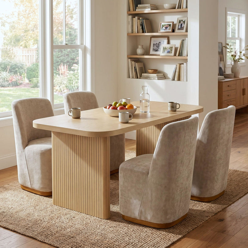 Dining Table Set With 4 Upholstered Dining Chairs