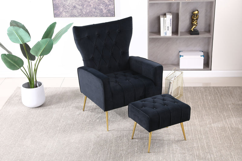 Modern Accent Chair With Ottoman, Comfy Armchair For Living Room