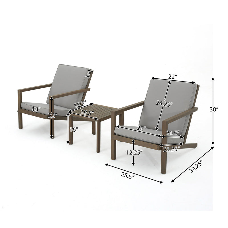 Celestaria - 3 Piece Outdoor Chat Set With Adirondack Chairs, Cushions And Side Table