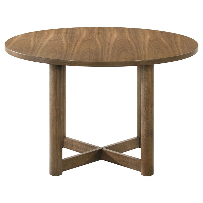 Graham - Round Dining Table With X Cross Base - Walnut
