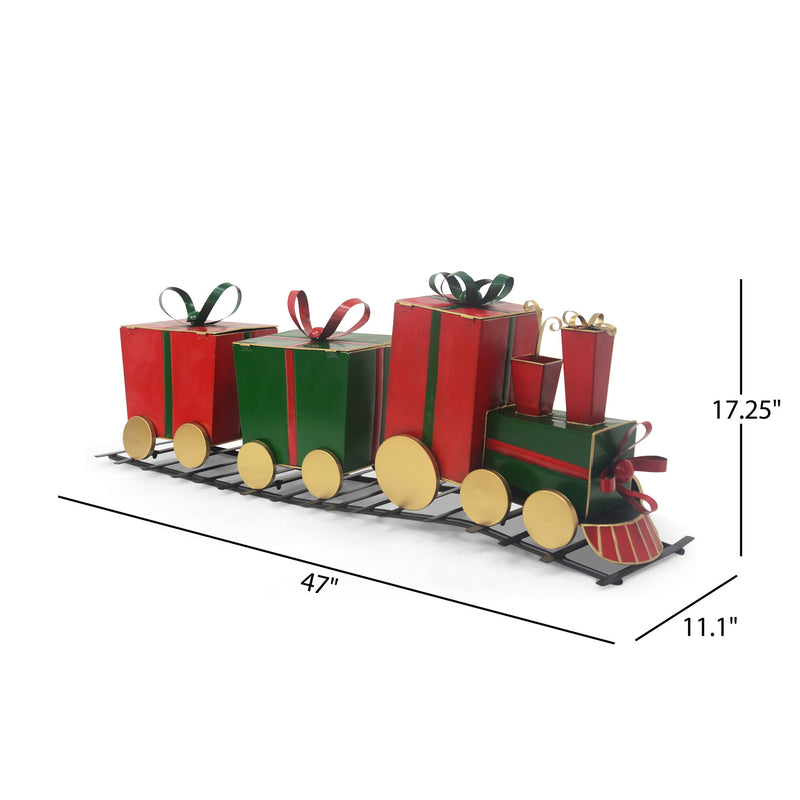 Festive Train Decor With Gift Shaped Carriages - Red
