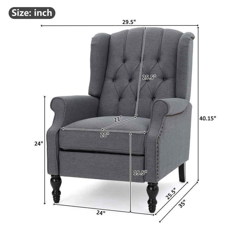 Armchair Recliner With Pushback Mechanism And Wingback Design