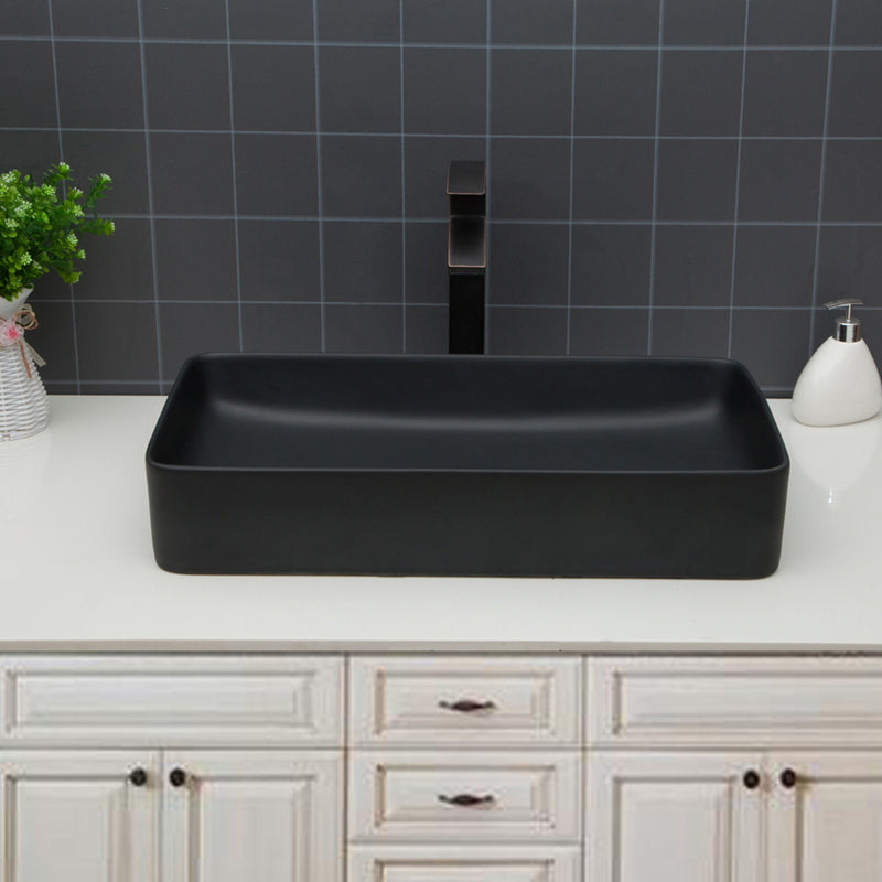 Modern Ceramic Rectangular Bathroom Vessel Sink With European Design
