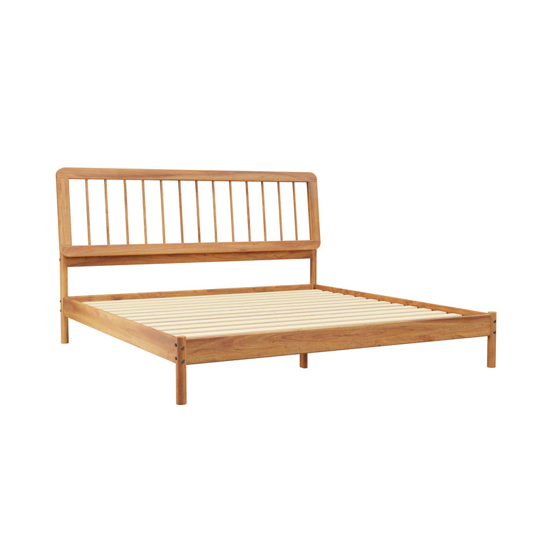 King Spindle Bed Modern - Caramel
