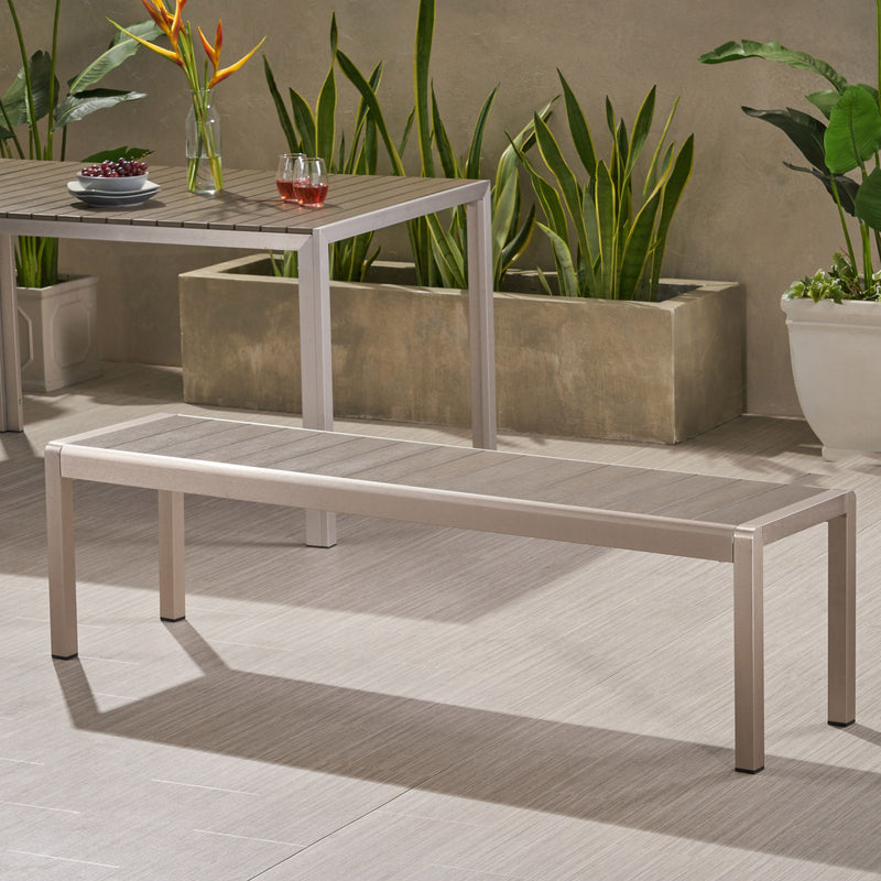 Outdoor Modern Aluminum Dining Bench, Durable And Elegant Design