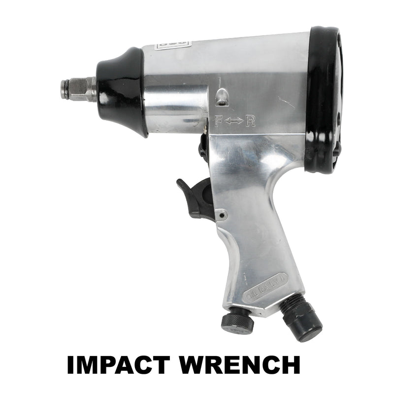 71 Piece Air Tool And Accessories Kit, Impact Wrench, Air Ratchet, Die Grinder, Aire Hammer, Hose Fittings, Storage Case - Black / Silver