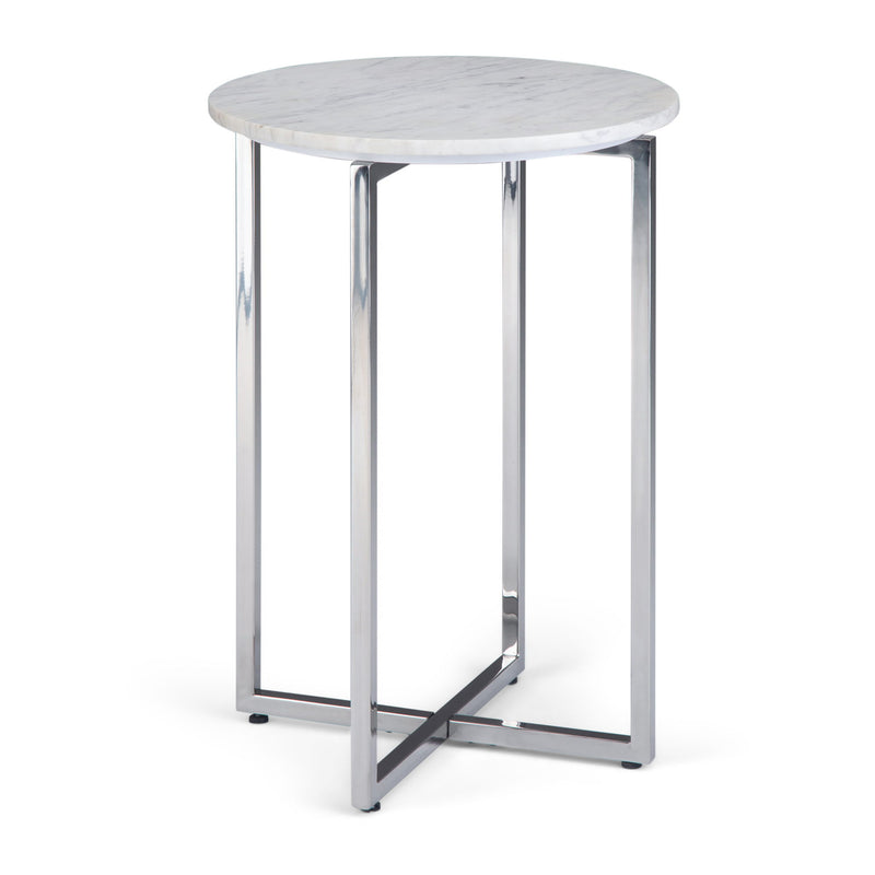 Marsden - Side Table With Polished Base - White / Silver