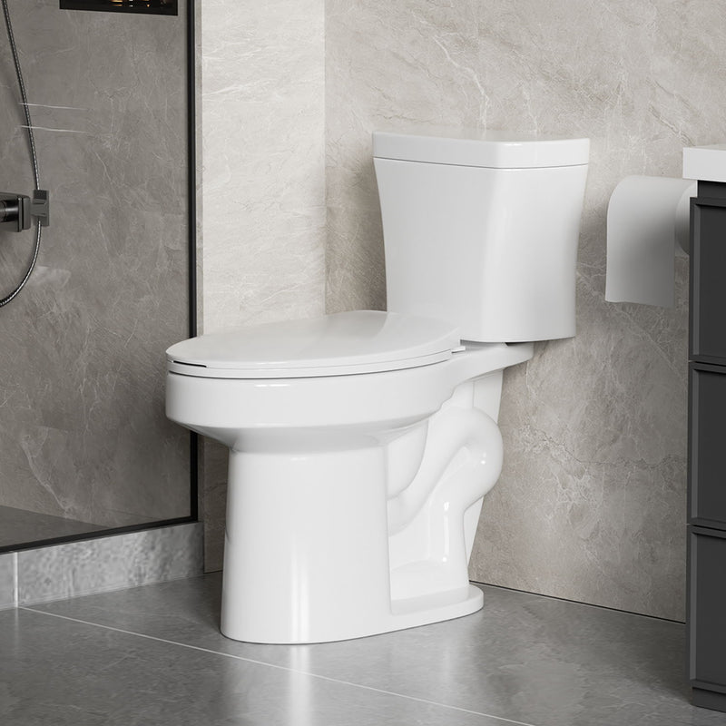 Gloss 2 Piece Toilet With 1.28 Gpf Tornado Flush, Rimless Bowl, Soft Closing Seat - Gloss White