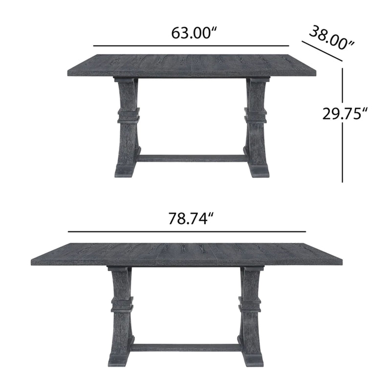 Devingo - Extendable Dining Table Rustic Style - Gray