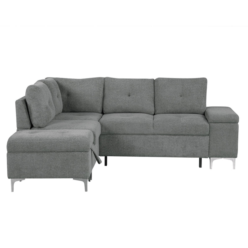 Versatile L Shaped Sofa Bed With Storage, Cup Holders, USB Ports Chenille