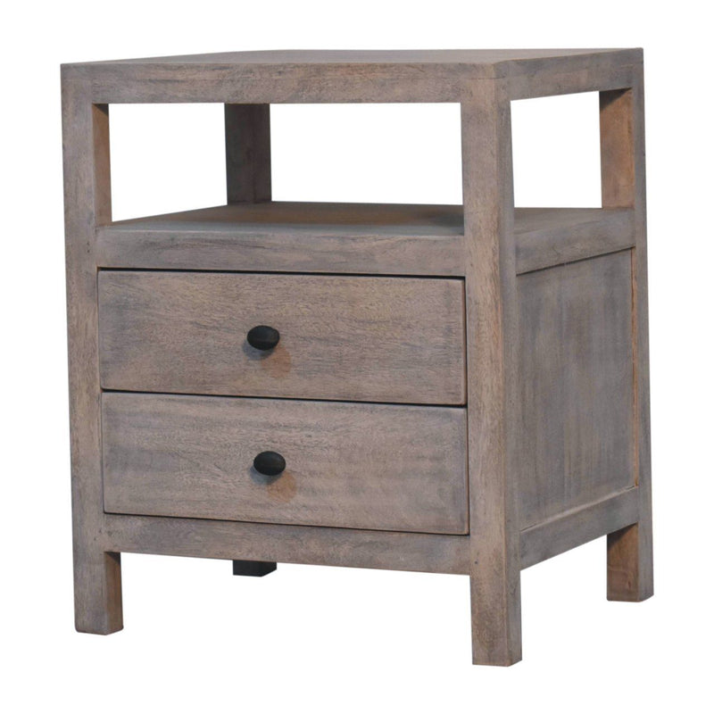 2 Drawer Open Bedside Table - Gray Ash
