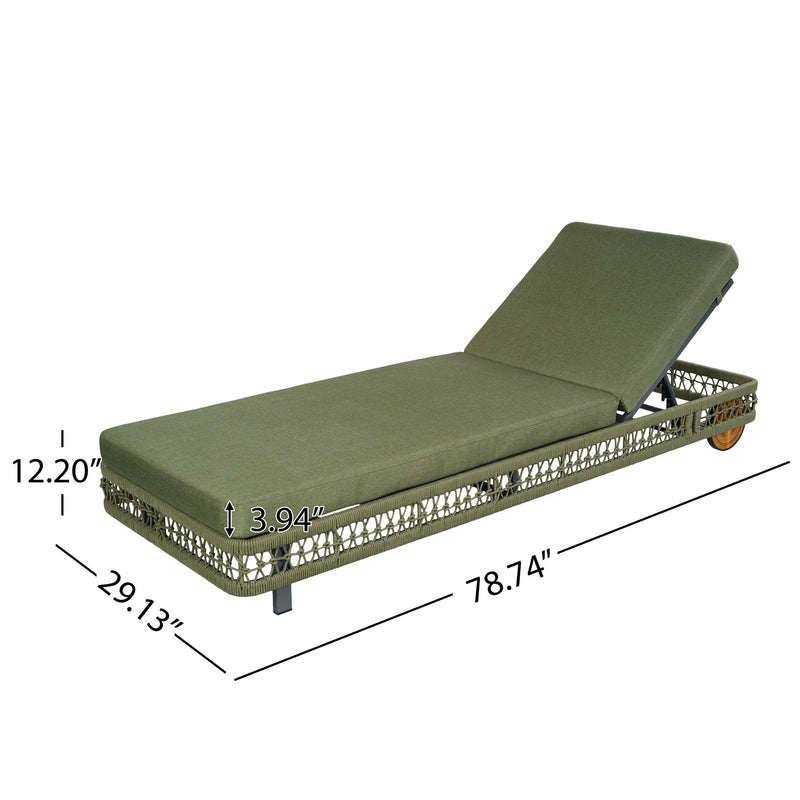 Outdoor Chaise Lounge & Wheels, 5 Position Adjustable Backrest