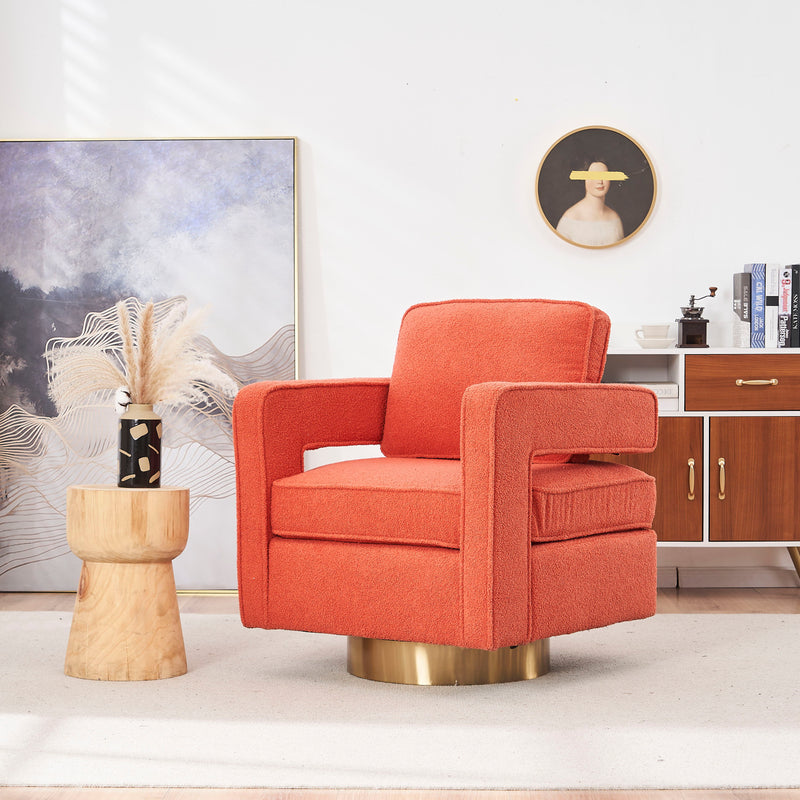 Swivel Barrel Chair For Living Room, 360 Degree Swivel Club Modern Accent Single Sofa Chair, Small Leisure Arm Chair For Nursery, Hotel, Bedroom - Orange