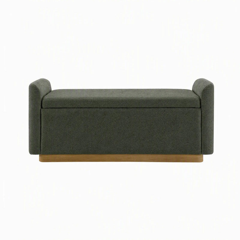 Upholstered Storage Bench With Safety Hinge