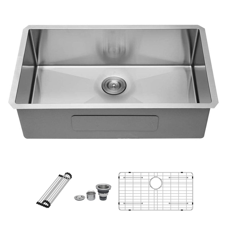Undermount Steel Kitchen Sink, Deep Single Bowl Basin