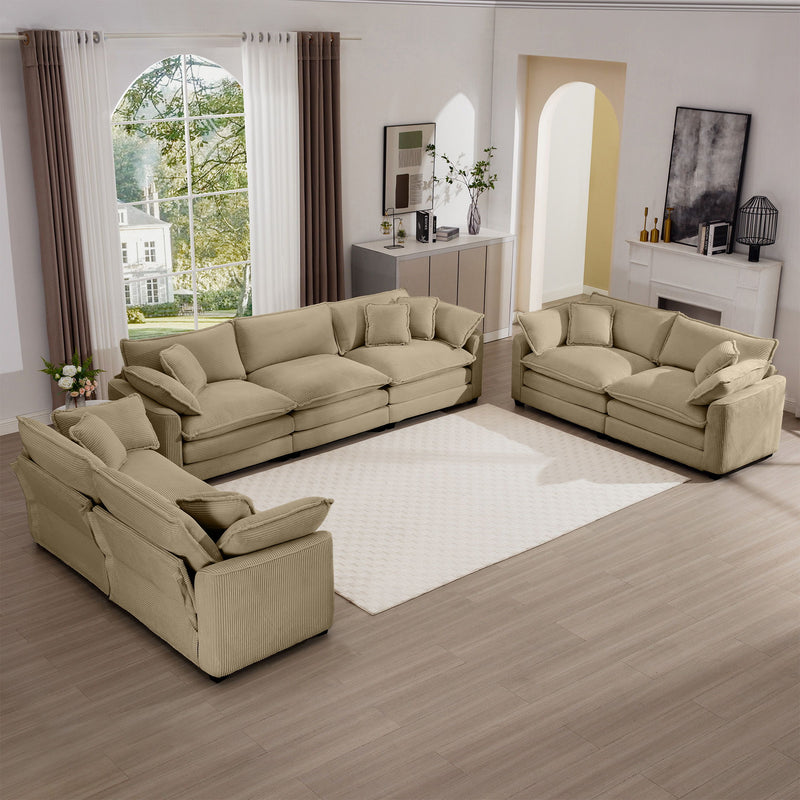 Elegant Corduroy Oversized Sectional Sofa Set With Deep Seats And Flexible Layout