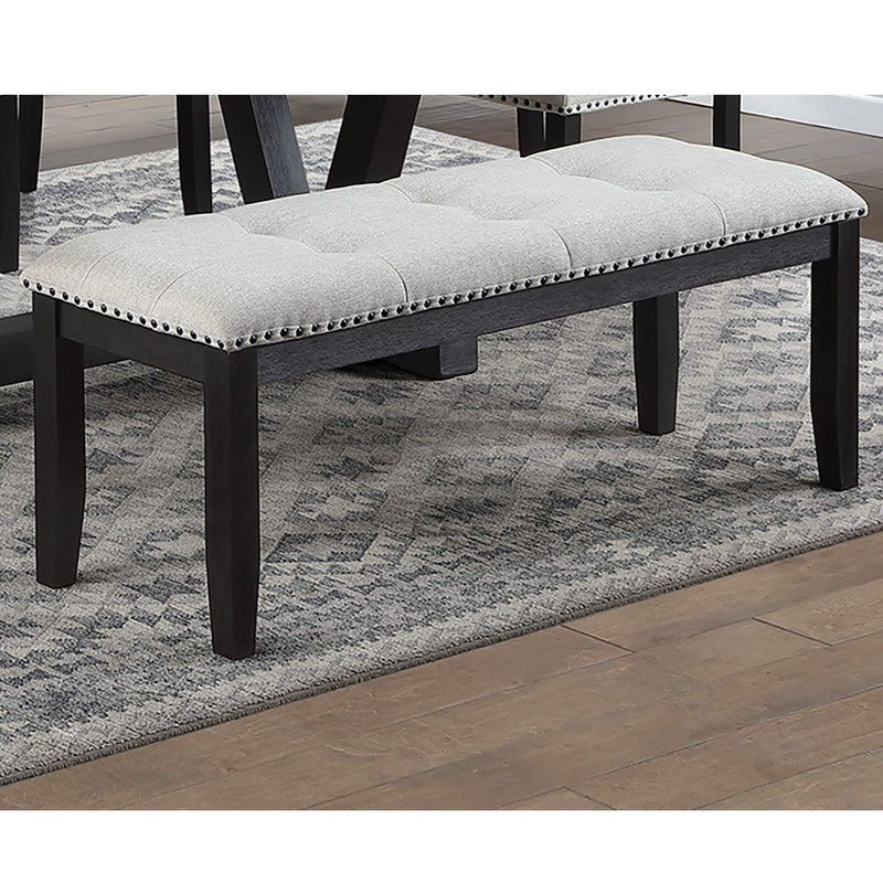 Upholstered Dining Bench With Tufted Seat And Nailhead Trim - Antique Black