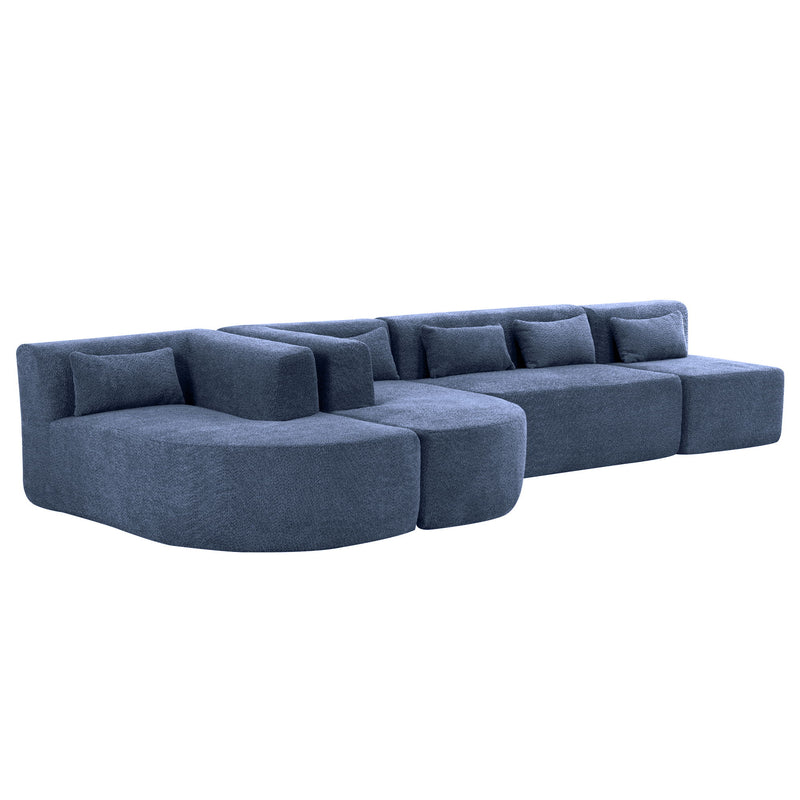 Upholstered Sofa Free Combined Sofa Couch With 2 Chaise Lounge And Five Back Pillows For Living Room