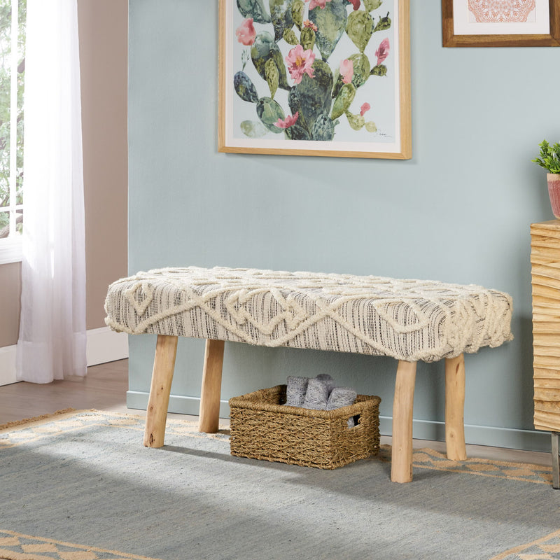 Prytania - Boho Handmade Fabric Upholstered Bench