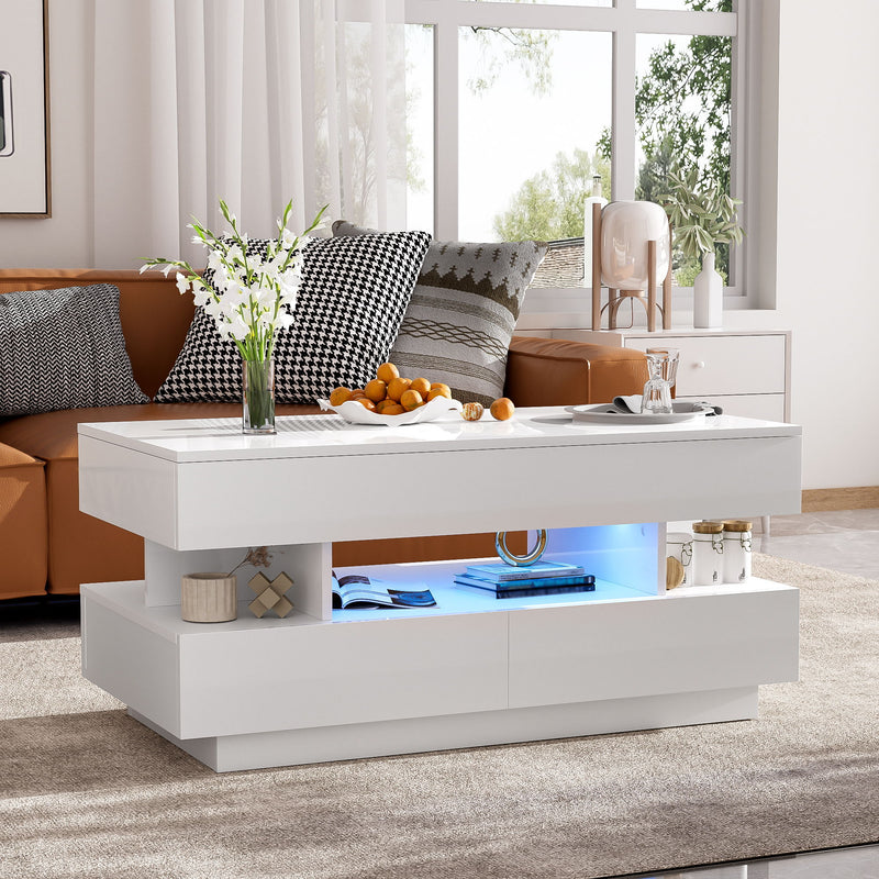 Multi Functional Lift Top Coffee Table With 2 Drawers