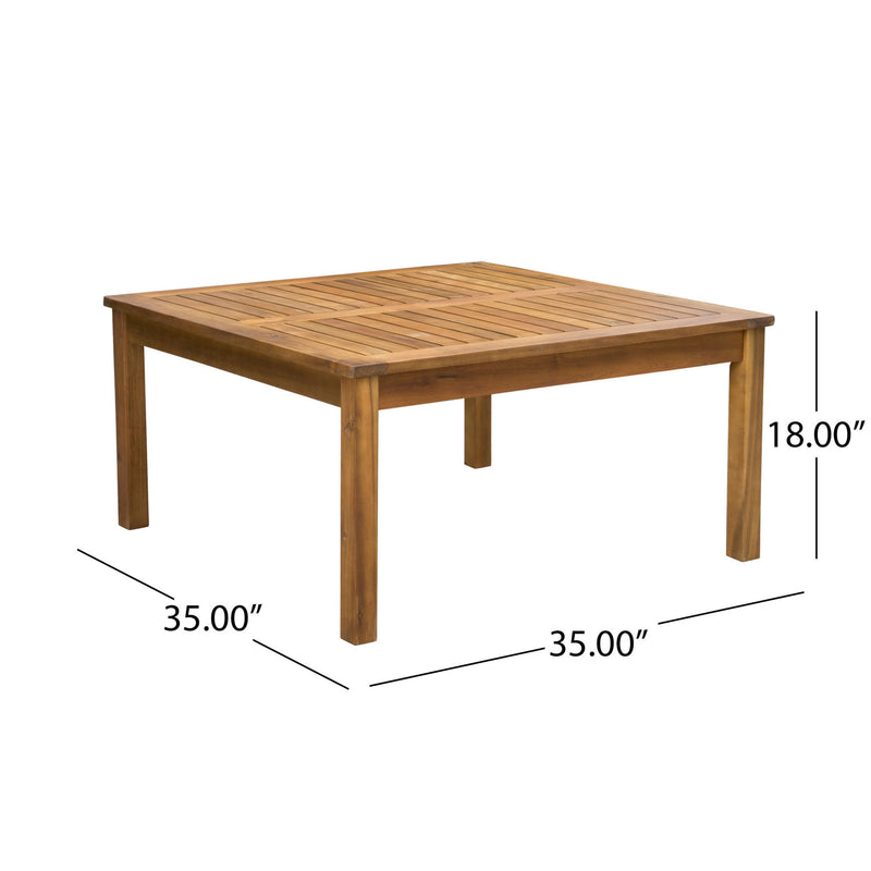Perla - Rustic Square Coffee Table With Block Legs