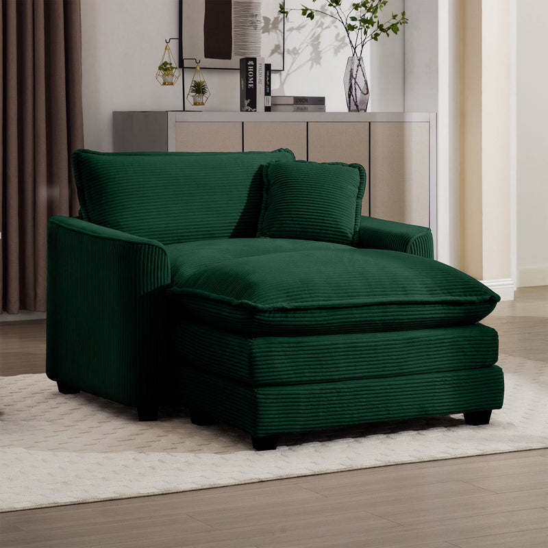 Classic Modern Comfortable Single Chair Deep Seat Sofa With Footstool