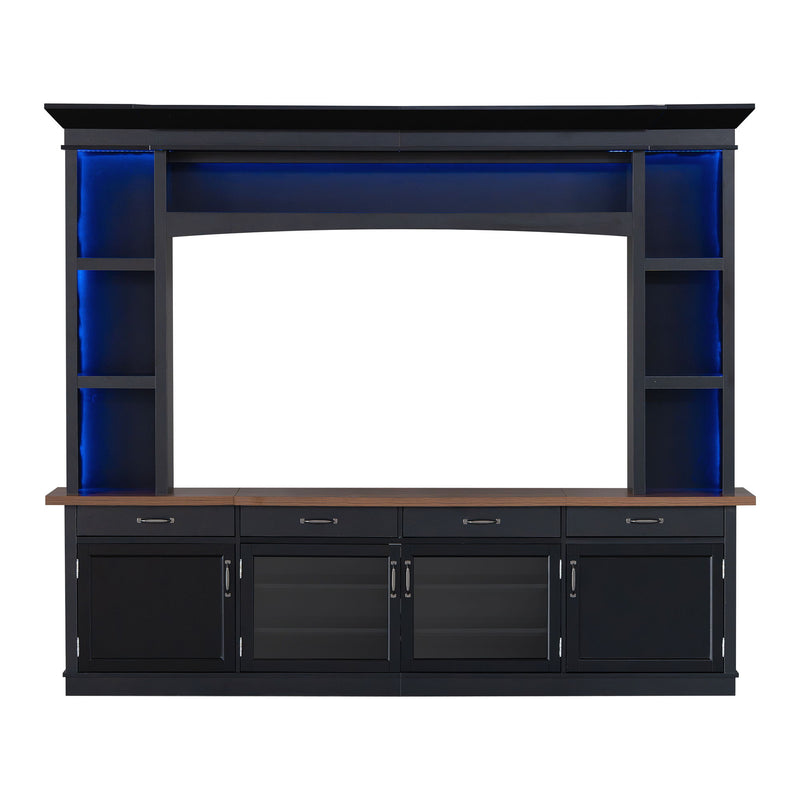 Extra Long TV Stand With 7 Color LED Lights, Adjustable Shelves & Storage Cabinets