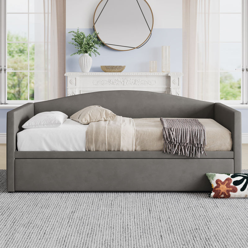 Daybed With Extended Pop Up Trundle, Upholstered Sofa Bed Daybed