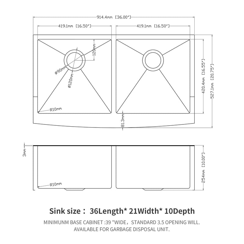 Double Bowl Farmhouse Sink / Stainless Steel Apron Front