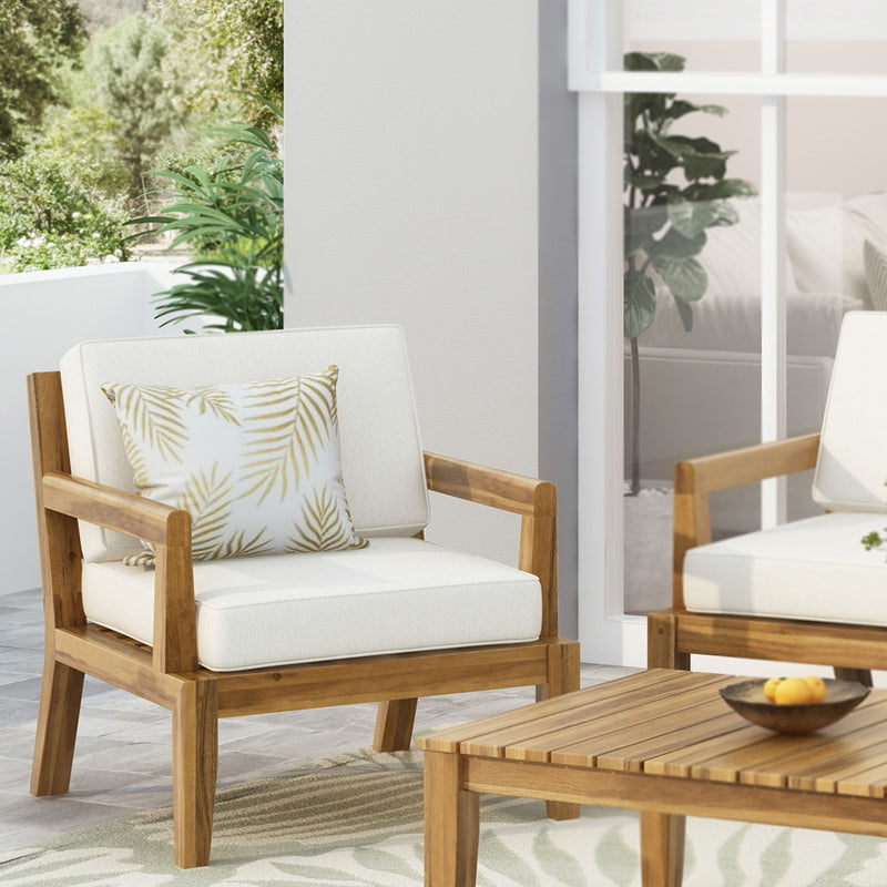 Outdoor Club Chair With Cushions - Beige