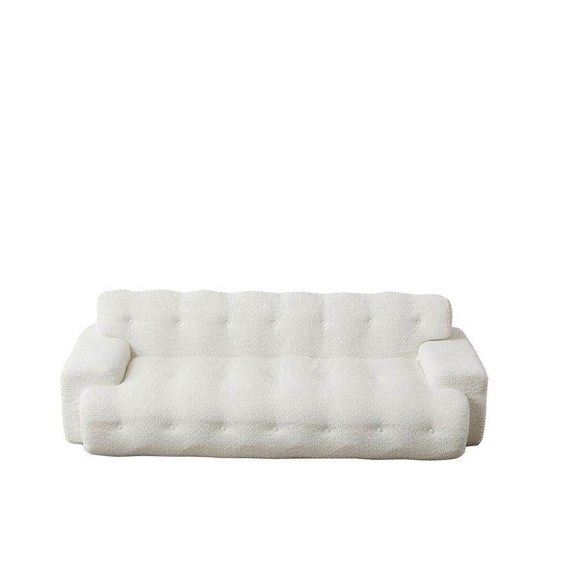 Cloud Series Minimalist Button Tufted Square Arm 3 Seater Sofa