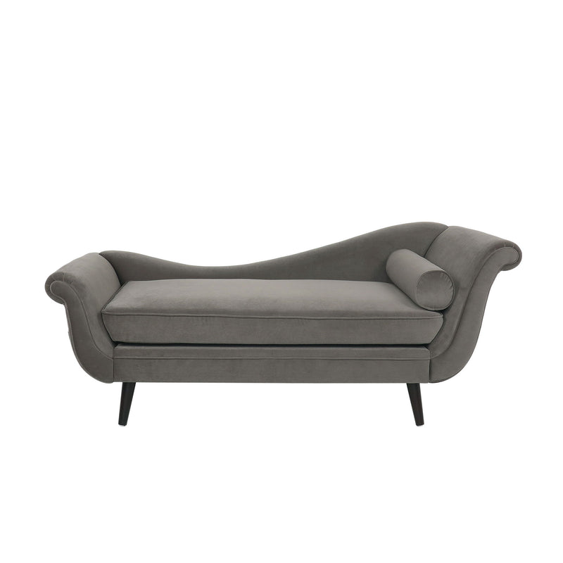 Auroral - Velvet Upholstered Chaise Lounge With Scrolled Arms And Tapered Legs