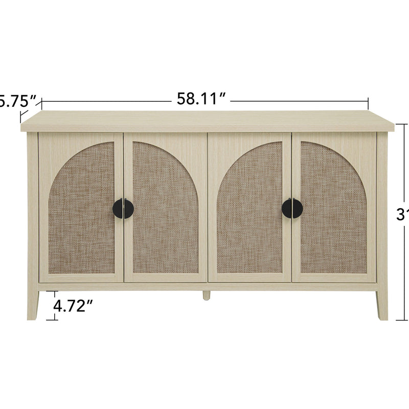 Rattan 4 Door Cabinet, Suitable For Bedroom - Natural