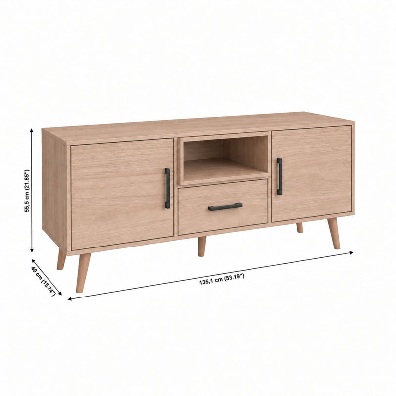 TV Stand For TVs Up To 60" With 2 Doors, 1 Drawer And 1 Open Shelf - Walnut