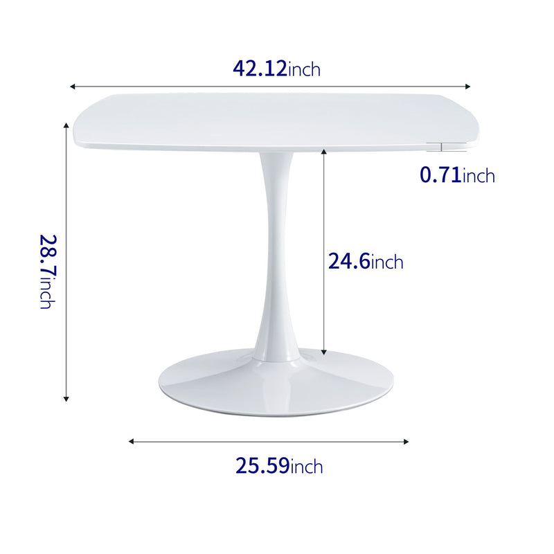 Table Mid-Century Dining Table For 4-6 People With Round MDF Table Top, Pedestal Dining Table, End Table Leisure Coffee Table - White
