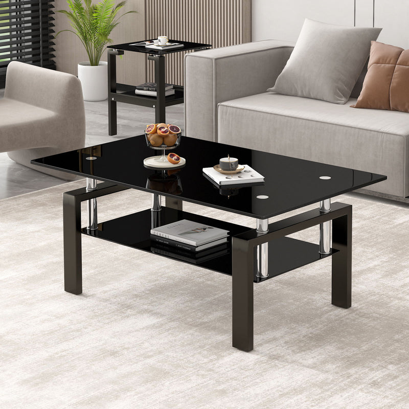 Tempered Glass Table With Storage