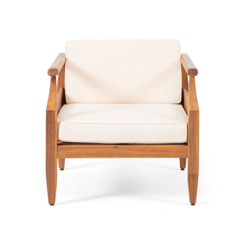 Outdoor Club Chair With Recessed Arms And Cushions