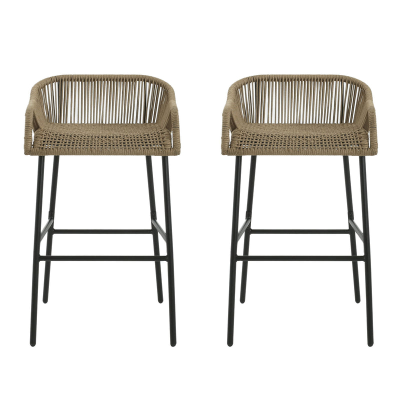 La Push - Outdoor Rope Barstool (Set of 2) - Black / Brown