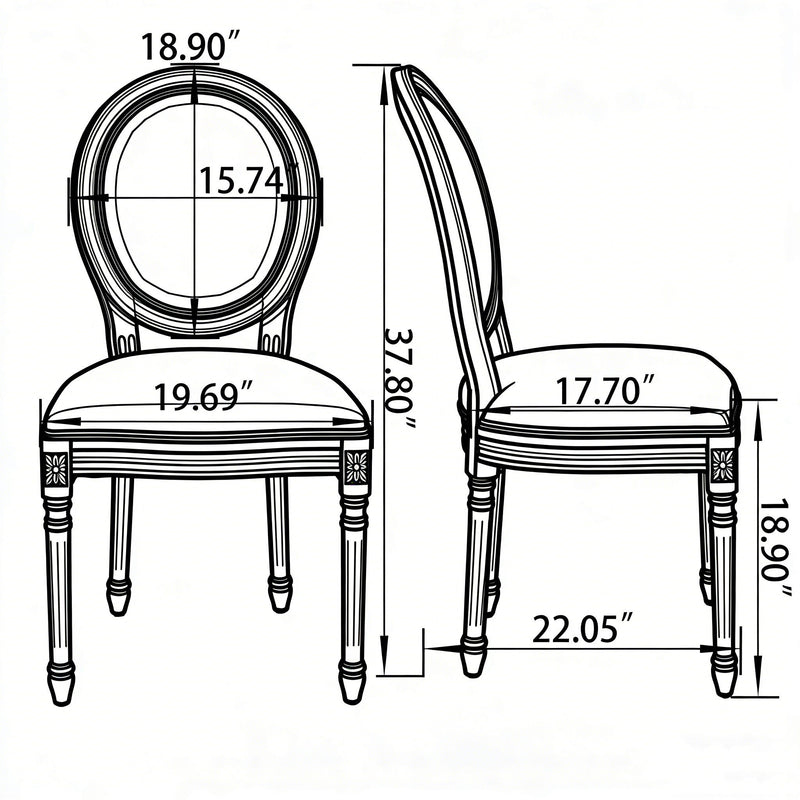 Upholstered & Round Back Dining Chairs (Set of 2)