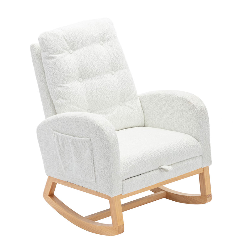 Accent Rocking Chair With Footrest, High Back
