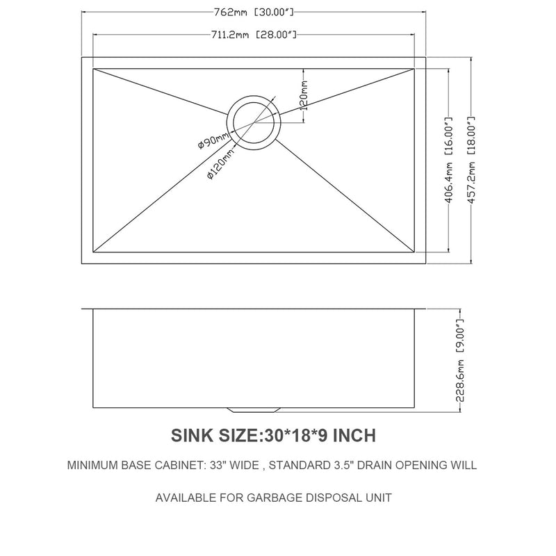 Undermount Stainless Steel Kitchen Sink, Deep Single Bowl Basin
