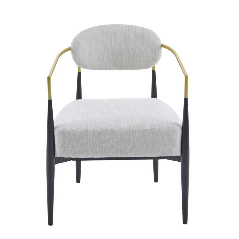 Mid Century Modern Upholstered Accent Armchair With Tapered Legs - Beige / Black / Gold