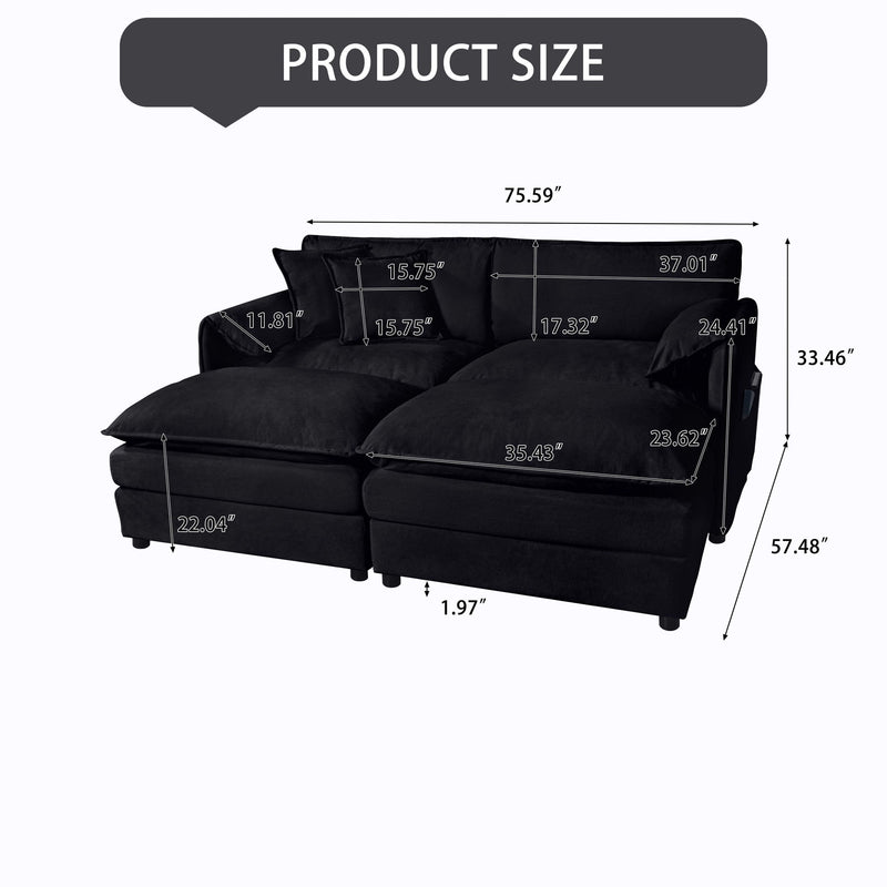 Modern Comfy Deep Seat Modular Sectional Sofa Cloud Couch With Ottoman