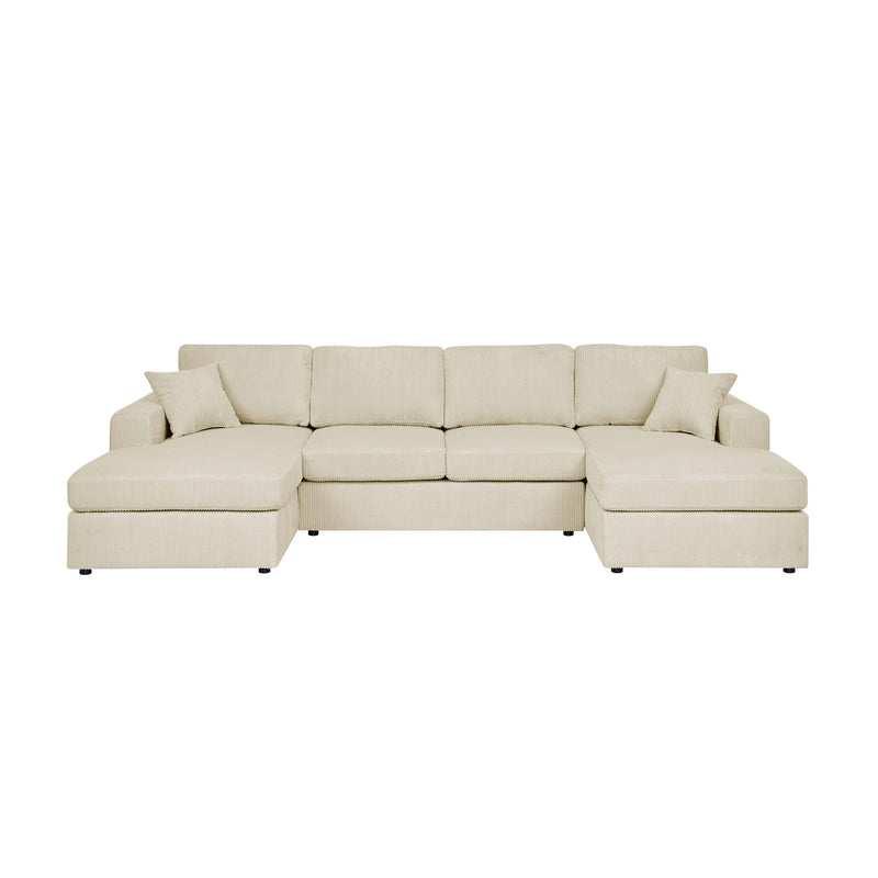3 Piece Corduroy Double Chaise Sectional Sofa