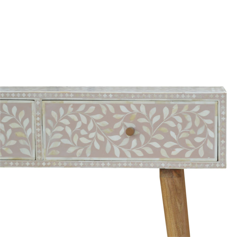 Floral Bone Console - Beige / White